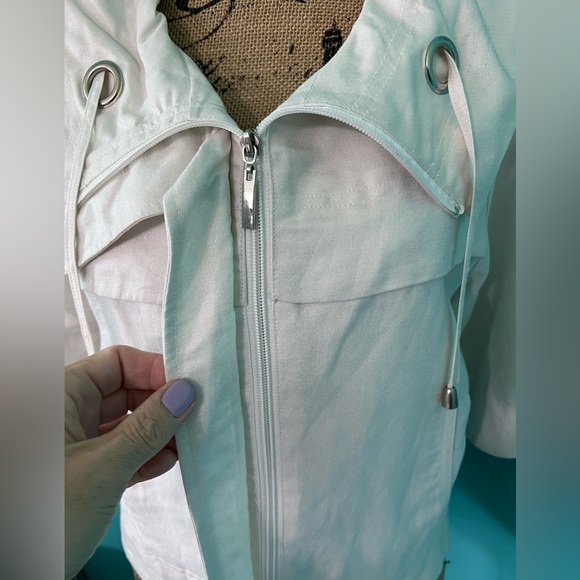 NWT Sandro 3/4 Length Sleeve Zippered Jacket with Tie Collar - Picture 2 of 7